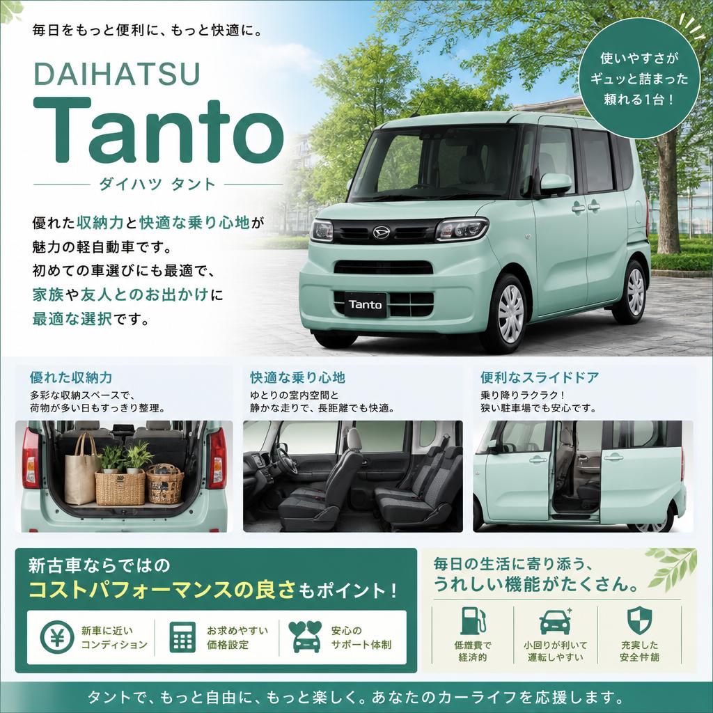 新古車のダイハツタントの魅力