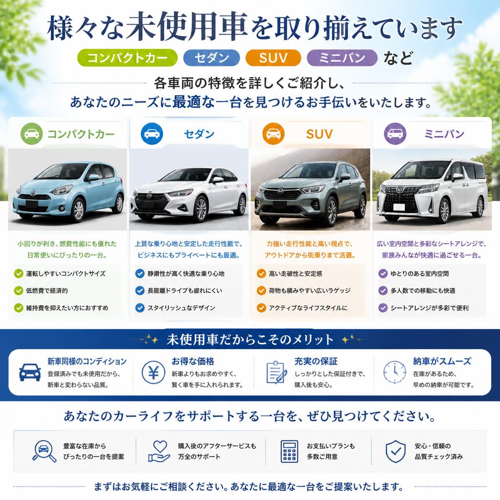 多彩な未使用軽自動車のラインナップ