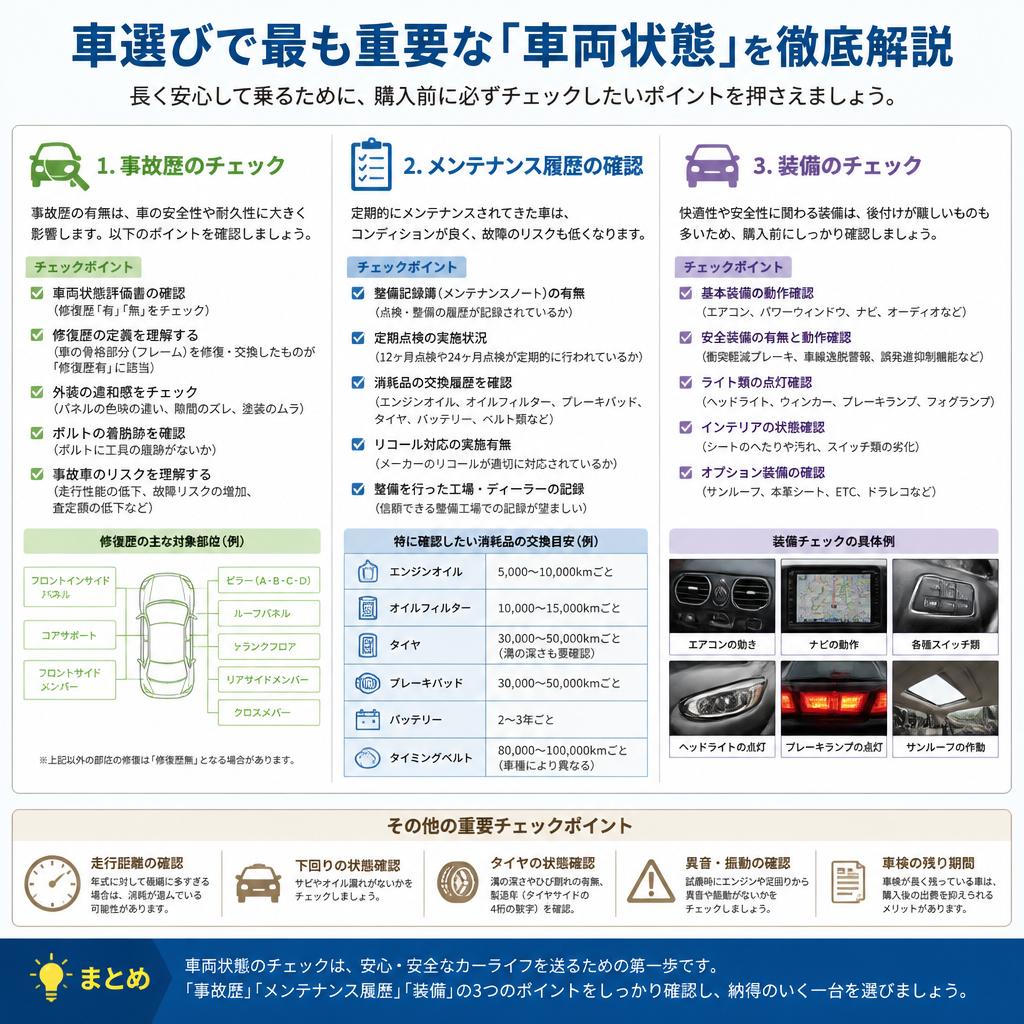 2. 理想の中古車を見つけるための車両状態のチェックポイント